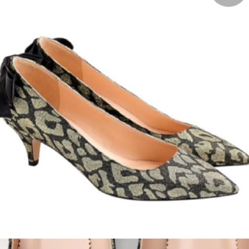 JCREW Dulci Kitten Heels Lurex Back Bow heels